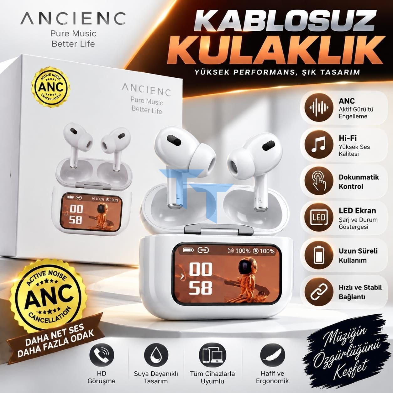 Dijital Ekranlı Bluetooth Kulaklık