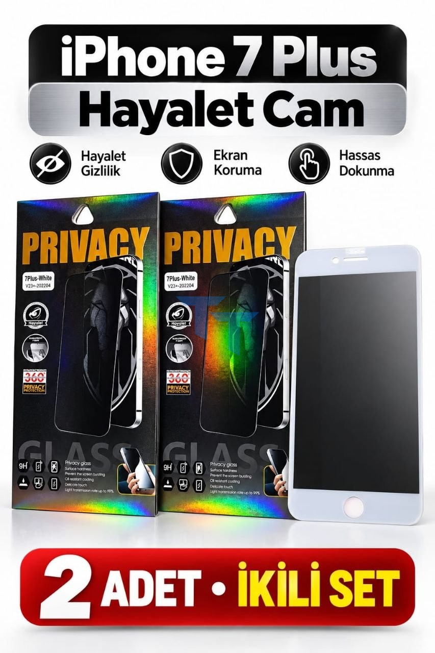 Iphone 7 Plus Beyaz Hayalet Cam 2 adet